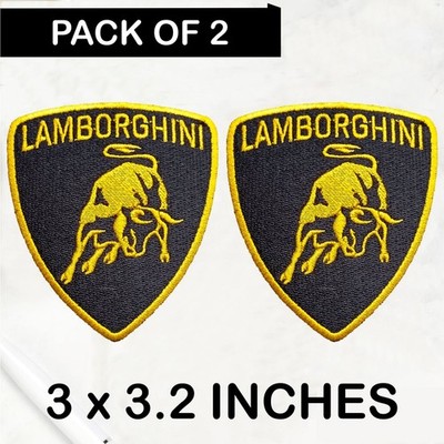 Pack of 2 Lamborghini Iron On Patch - Sew Patch - Crest Embroidered Patch