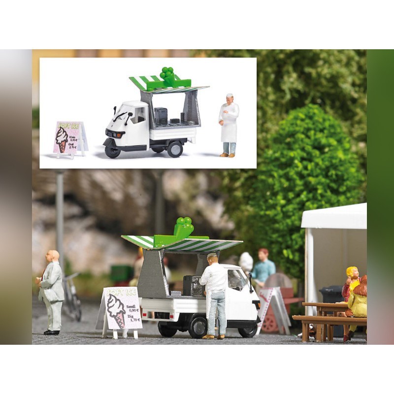 Véhicule Marchand de Glace BUSCH 7991 avec figurine échelle HO 1/87