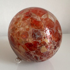 Eisch Dekokugel aus Glas rot/wei&szlig; marmoriert gl&auml;nzend &Oslash; 10 cm