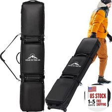 Double Rolling Ski Bag Padded Waterproof Snowboard Bag with Wheels 175cm Black