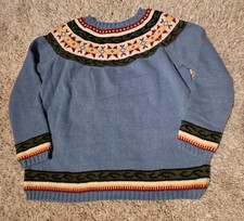 NEW Nordic Fair Isle Hand Knit Super Soft Sweater Blue vintage style XL