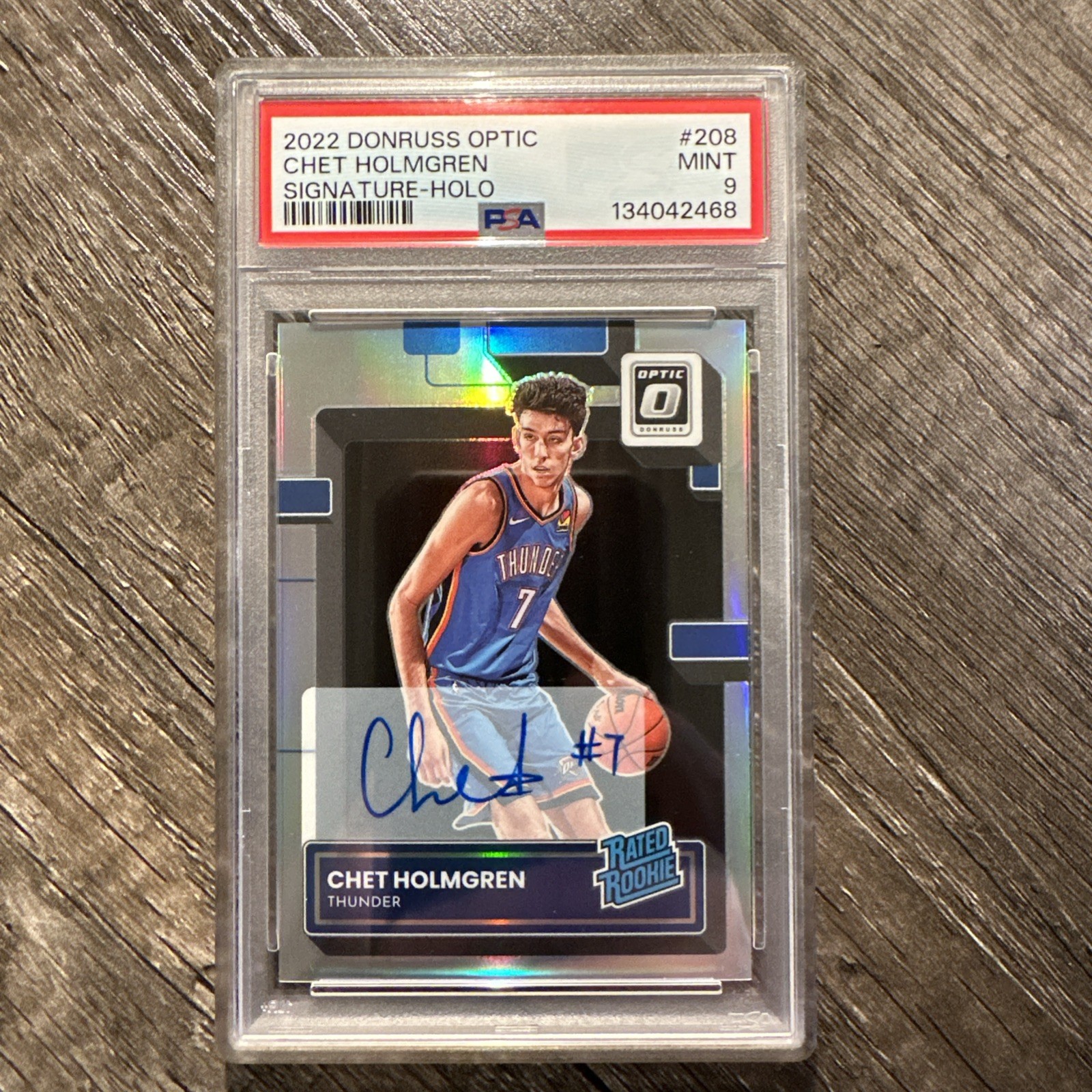Chet Holmgren 2022-23 Panini Donruss Optic #208 Rated Rookie Auto Holo RC PSA 9