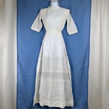 Antique Edwardian Cream Silk & Lace Tea Gown with Floral Picture Hat — listing 5