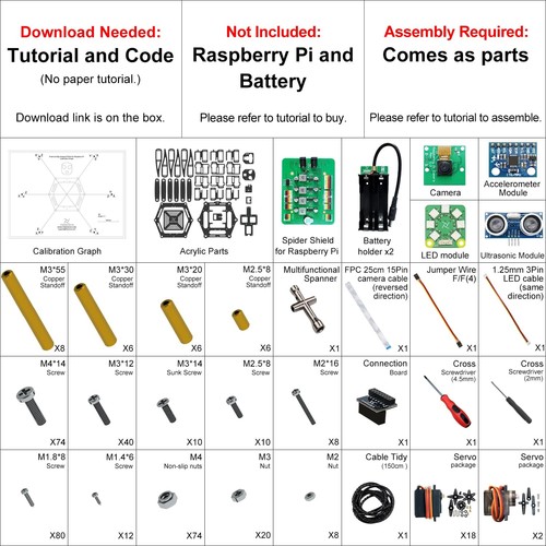 Big Hexapod Robot Kit for Raspberry Pi 5 4 B 3 B+ Zero 2 W, Walking, Self Bal... - Picture 2 of 7