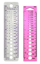 2 PCS Plastic Knitting Needle Gauge Ruler Knitting Needle Sizer Knitting Gaug...
