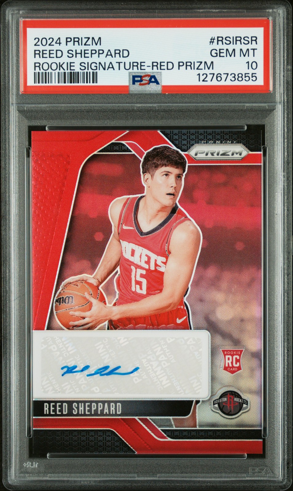 2024 Prizm Signatures #RSIRSR Reed Sheppard Auto Jersey Number 15/99 Red PSA 10