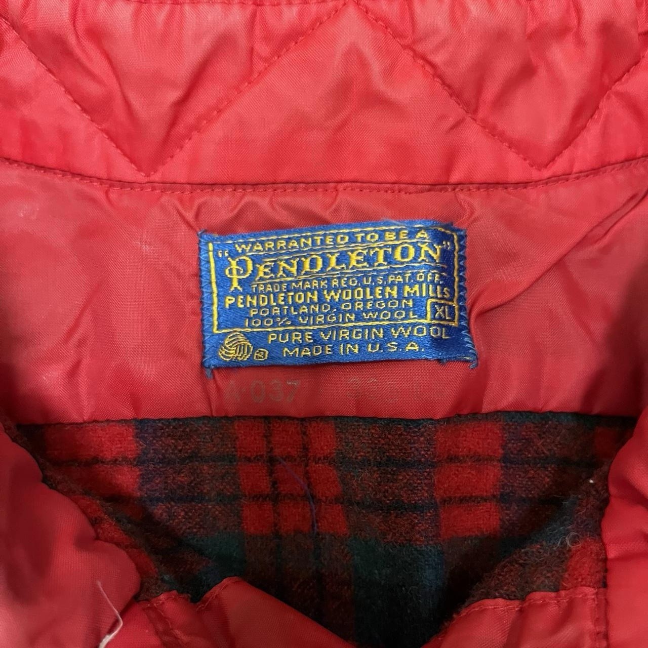 Vintage Pendleton Button Up Flannel Wool Plaid 80… - image 5