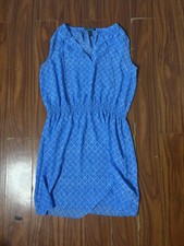 Lauren Ralph Lauren Women’s Blue Geometric Sleeveless Faux Wrap Dress Size 10