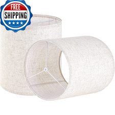 Set of 2 Tall Drum Lampshades for Table, Floor, Bedside Lamps 10x10x10 in