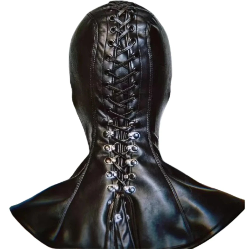 Máscara de Monja de Cuero Genuino Unisex Disfraz de Halloween Máscara Cabeza Completa Foto 3 de 4