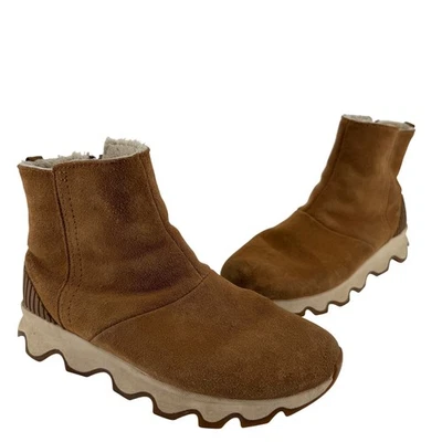 Sorel Kinetic Waterproof Suede Faux Fur Lined Winter Boots Womens 6.5 Brown FLAW - Image 1 of 4