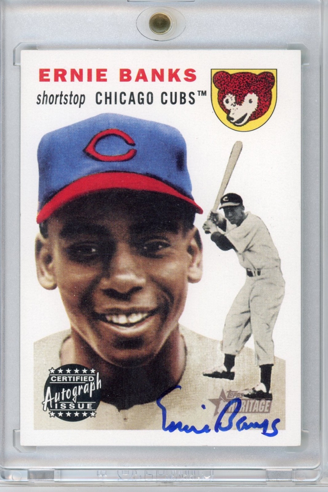 Ernie Banks 2003 Topps Heritage #RO-EB Real One Auto - Beautiful card