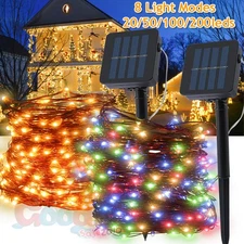 Cadena De Luces Solares 50-200 LED Tira Luz Para Patio Exterior Jardin Navidad