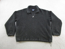 VTG 90s Lands End 1/4 Zip Black Fuzzy Sherpa Fleece XL Hiking Gorpcore USA Made