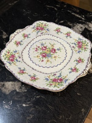 Royal Albert Petit Point 9 3/4'' Square Handled Cookie / Cake Plate