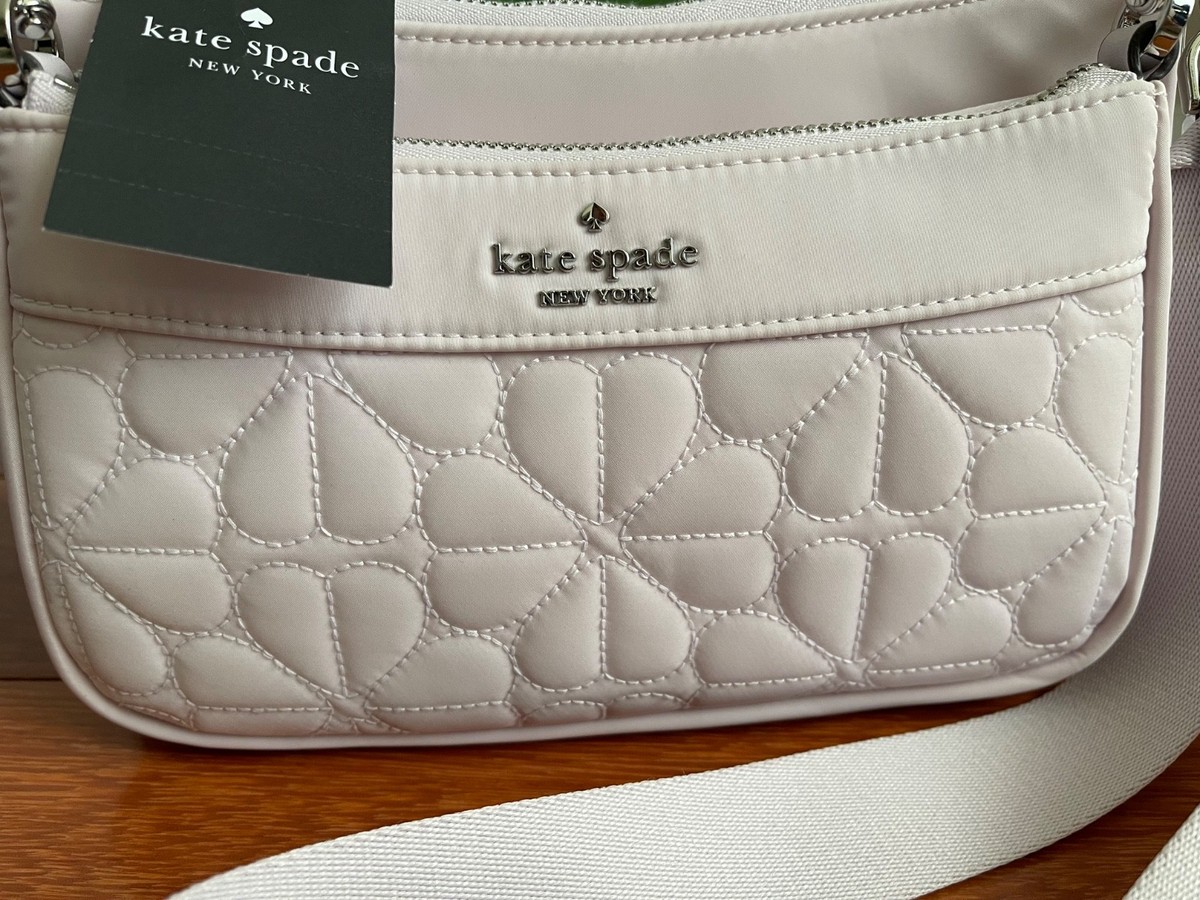 NEW KATE SPADE Duet Spade Flower Quilted Crossbody KK901 Pale