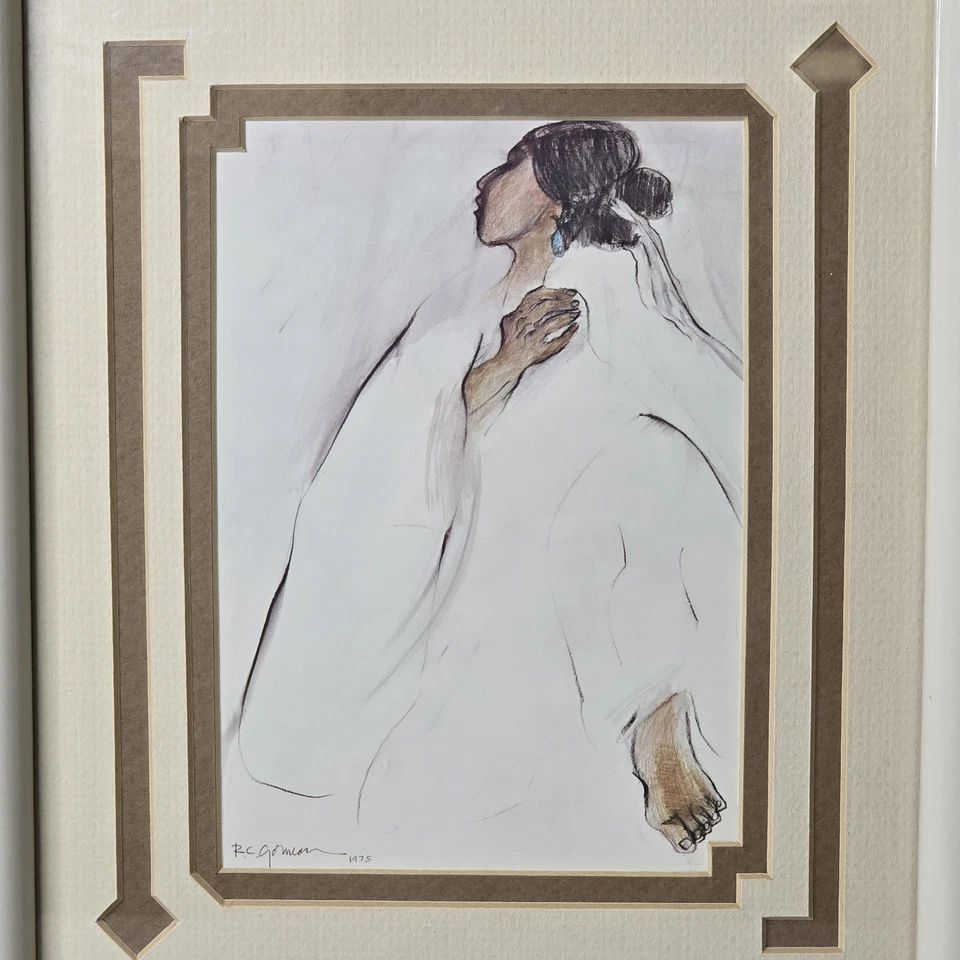 Vintage R.C. Gorman 1975 Framed Native American Woman Lithograph Print Signed - Image 2 of 4
