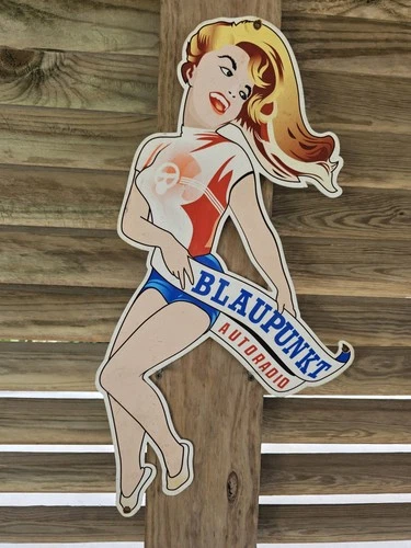 RARE VINTAGE GERMAN BLAUPUNKT AUTO RADIO DEALERSHIP PORCELAIN SIGN 24 X 13