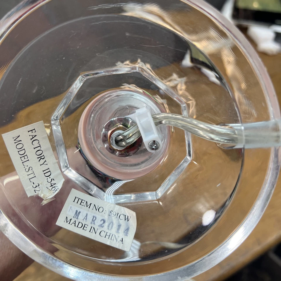 Tadpoles Vintage Style Chandelier Table Lamp Beaded Faux Crystals Clear Lucite - Image 4 of 4