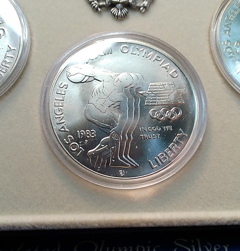 1983 P D S Uncirculated Olympic Silver Dollars Collector Set OGP w/ COA - Picture 4 of 9