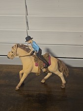 Schleich Horse Rider Cowgirl Blonde Braids, Blue Shirt, Blue Jeans, Brown Chaps