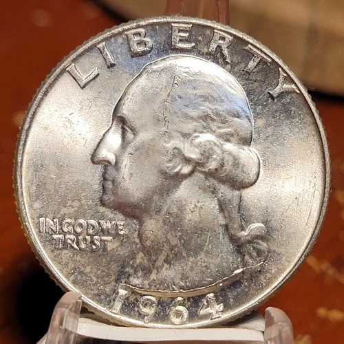1964 D Washington Quarter BU Slider 90% Silver 25c US Coin