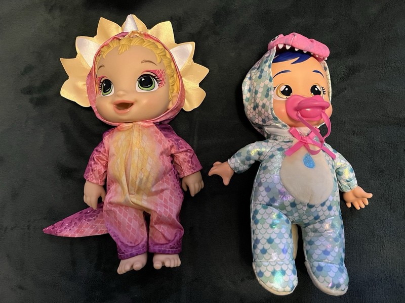 Dinosaur  Baby Doll Lot One Soft Body One Hard