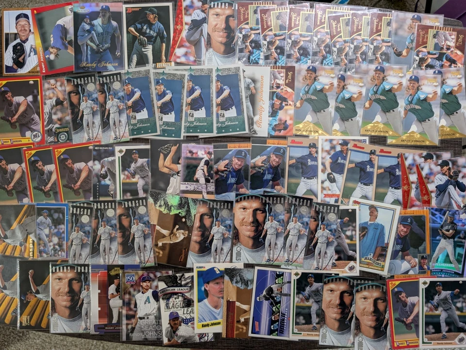 Lote de 110 tarjetas de béisbol - RANDY JOHNSON Topps Fleer Upper Deck Insert MLB RC Foto 2 de 4