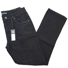 Thread Theory Men's Jeans Stretch Straight Fit Jet Black Classic Solid Denim