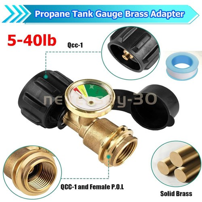 #ad #ad Propane Tank Gauge Brass Adapter w Gas Pressure Level Meter Indicator for BBQ RV $10.49