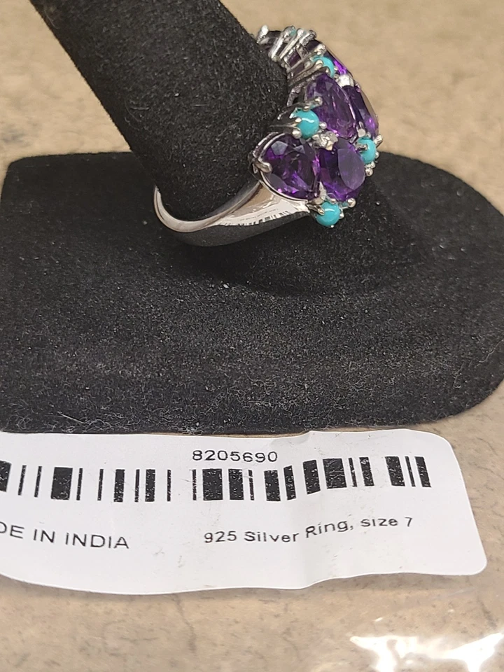 Anillo D'Joy Amatista Africana y Bella Durmiente Turquesa 5,75 ctw Oasis Místico Foto 2 de 2
