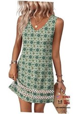 Summer Dresses for Women 2026 V Neck Sleeveless Lace Boho Small Green Floral