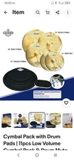 Low Volume Cymbal Pack with Drum Silencer Pads | 12pcs Cymbal Set & Drum Mute