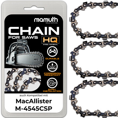 3x Sägekette Kettensäge 45cm 1,3mm 3/8'' 62TG für MacAllister M-4545CSP