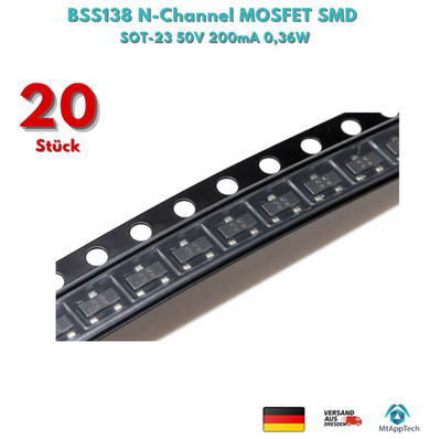 BSS138 N-Channel MOSFET SMD SOT-23 50V 200mA 0,36W   20 Stück