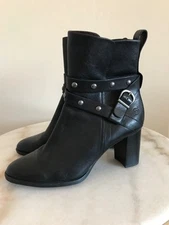 Born Emma Black Leather Strap Moto Biker Ankle Boots9.5