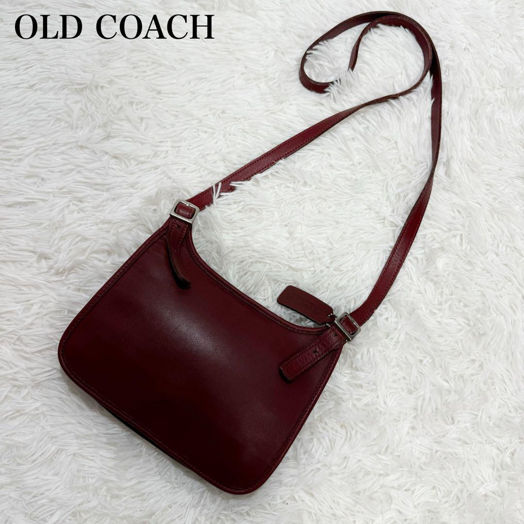 極美品 COACH バーガンディ レザーショルダーバッグ オールド 9142