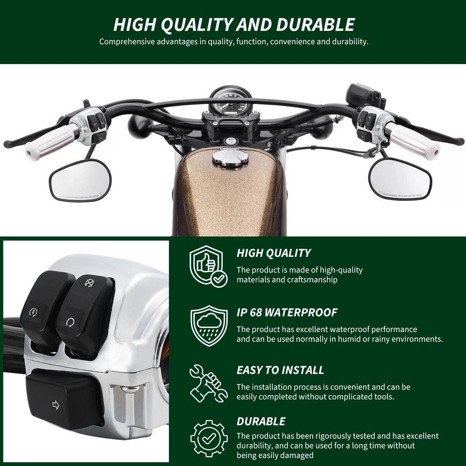 Motorcycle Handlebar 1'' Control Switches For Harley Dyna Wide Glide Super Glide - Image 4 of 4