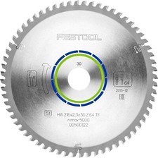 Festool 216mm 64 Tooth Aluminium/Plastics Saw Blade 30mm Bore KS/C 60 500122