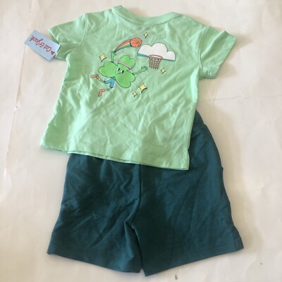 Cat & Jack Baby Boy St Patrick s Graphic Short Sleeves Shirt and Shorts 2 PC/18M
