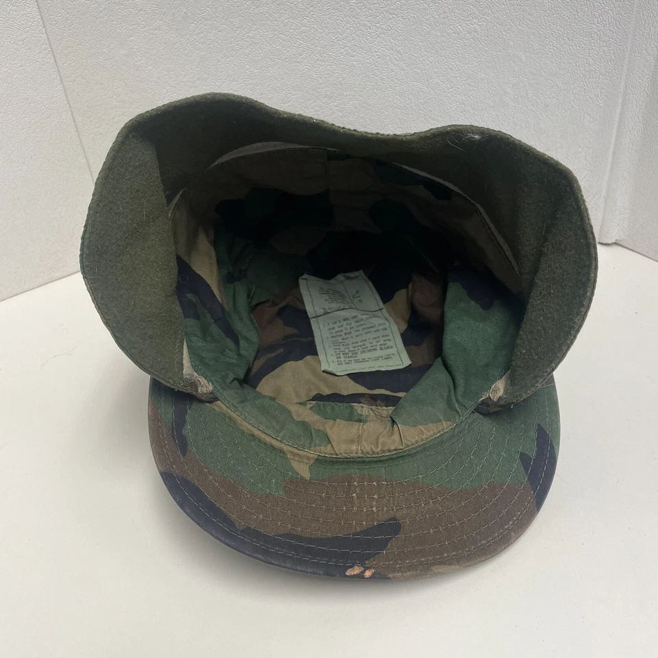 Woodland Camouflage Pattern Printed Cap w/soft Ear Flaps Size 7-1/4  Army Style - Image 4 of 4