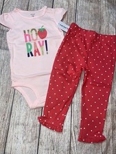 Carters 18M 24M Baby Girl Strawberry Hooray Outfit Bodysuit Pants Set NEW