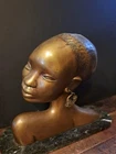Big Heavy Measurement 30 by  25 Cm Antique Bronze on Marble African Women Buste