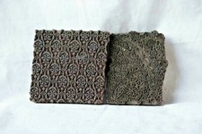 OLD VINTAGE 2 PC WOODEN FLOWER PRINTING STAMP MOLD DECORATIVE COLLECTIBLE