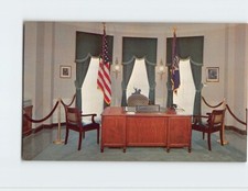 Postcard Desk Chairs and Flags Herbert Hoover Library West Branch Iowa USA