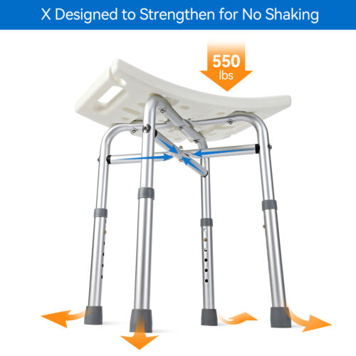 550lbs Shower Chair Heavy Duty Bath Stool Height Adjustable Safety Bath Seat - Picture 7 of 7