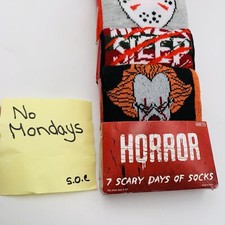 Bioworld Socks Scary Horror Mens Size 9-11 Graphic Halloween 6 Pairs Missing 1