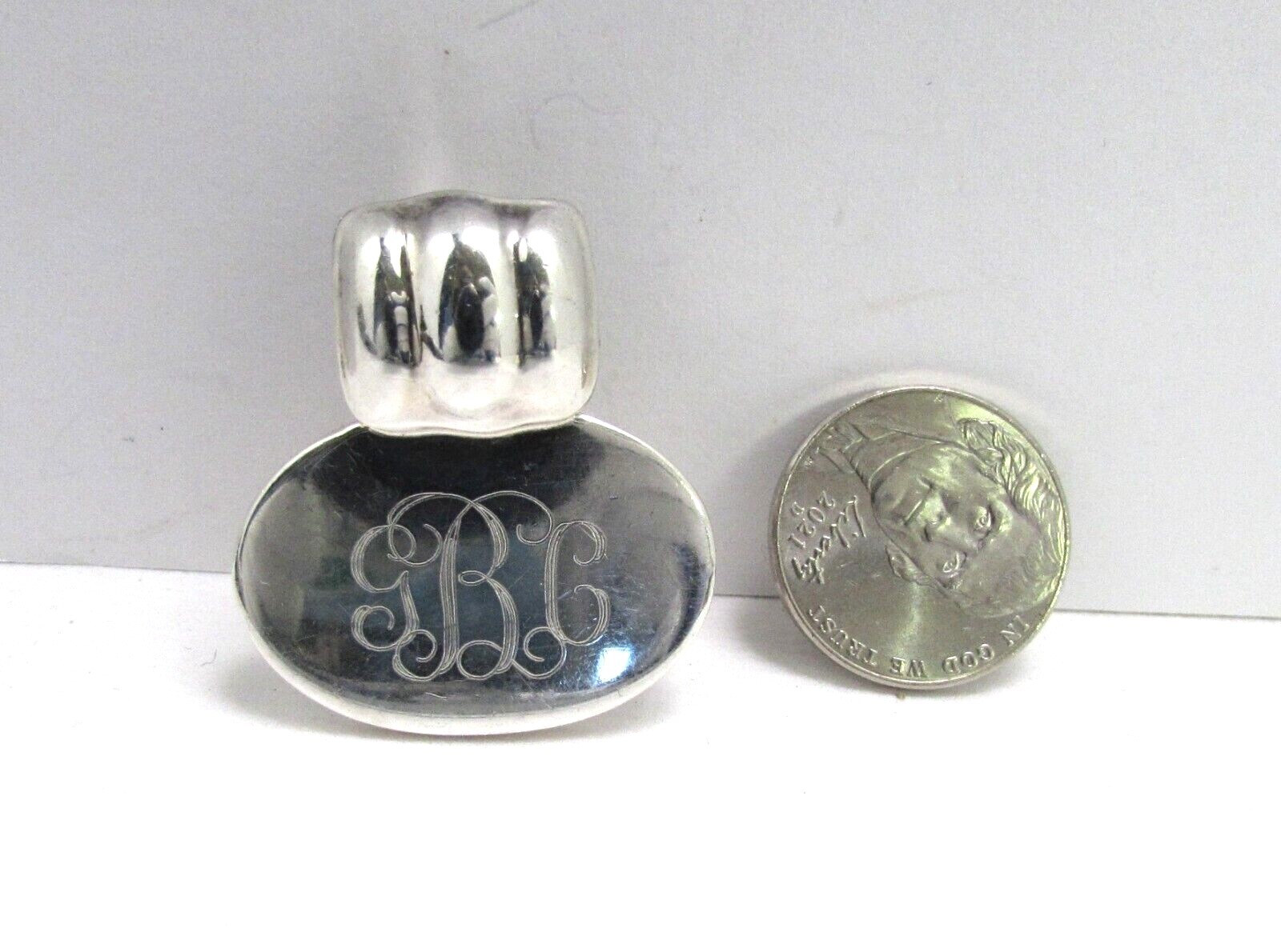 Vintage Sterling Silver Solid Engraved Monogramme… - image 3