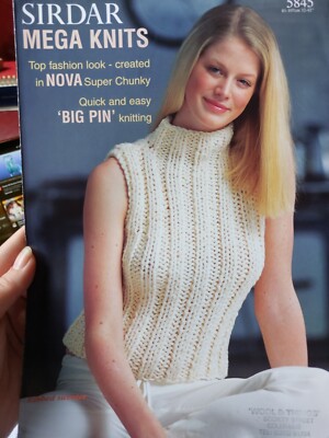 Sirdar Mega Knits Vintage Strickmuster 5845 Damen Tops & Pullover Grobstrick 