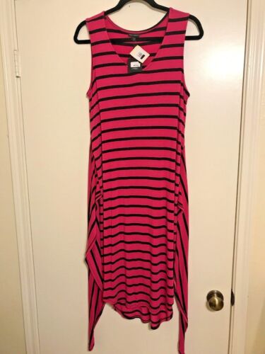 Coco + Carmen Gr. S/M Jersey Tank Kleid Bindeband Taille Rosa Schwarz Streifen MADE IN USA Neu mit Etikett - Bild 3 von 9